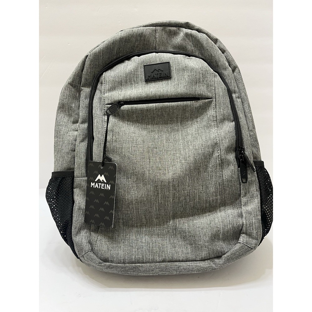 Matein Travel Laptop Backpack Gray Polyester USB Port New Lifetime Warranty